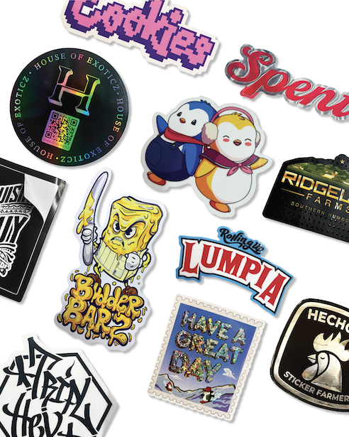 High-quality custom stickers for brands, events, and packaging - die-cut vinyl sticker examples.