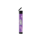 A purple 116mm pre-roll plastic tube with a custom label, featuring a pop-top lid.