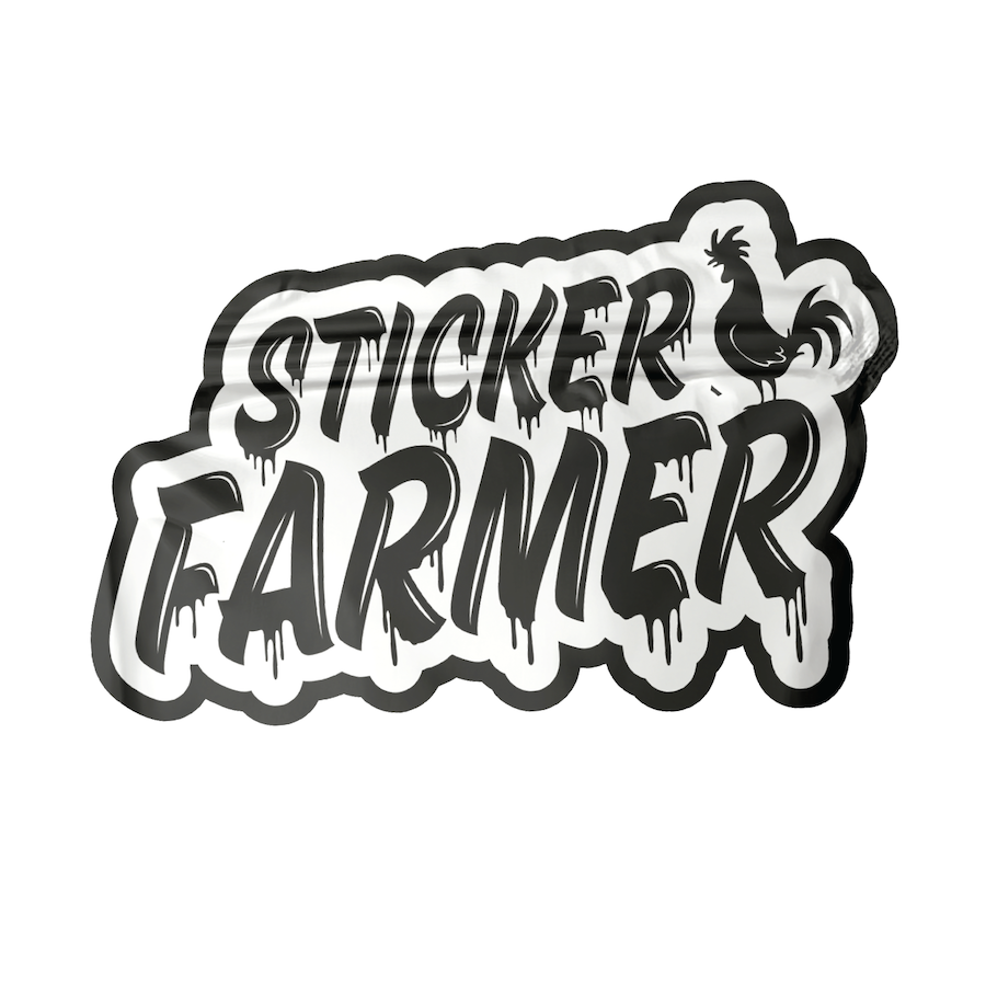 Custom direct print bag with Sticker Farmer logo for retail packaging.