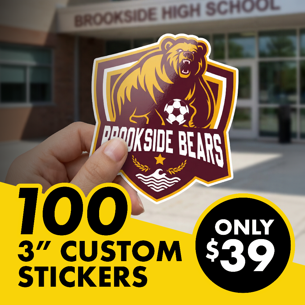 Sticker Farmer deal for 100 custom 3-inch school stickers for $39.