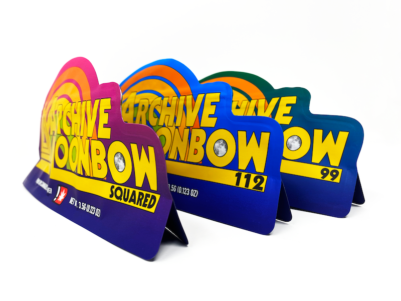 Custom die-cut matte Mylar bags with multiple colorway designs
