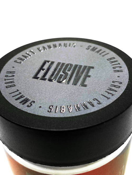 Top view of round jar top label with spot UV print finish