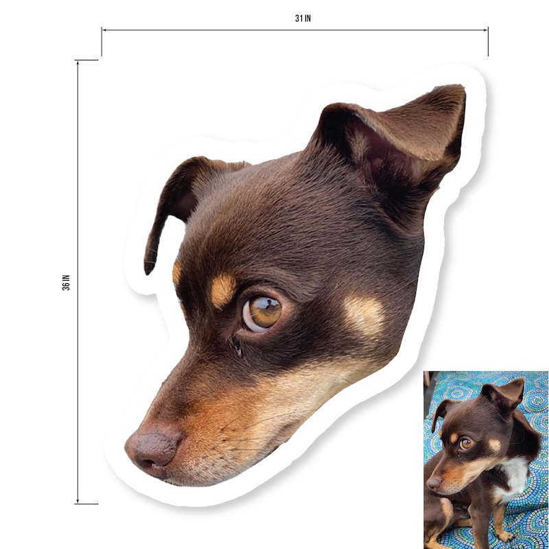 Sticker Farmer custom pet Hustle Head of a dog head made from durable coroplast material