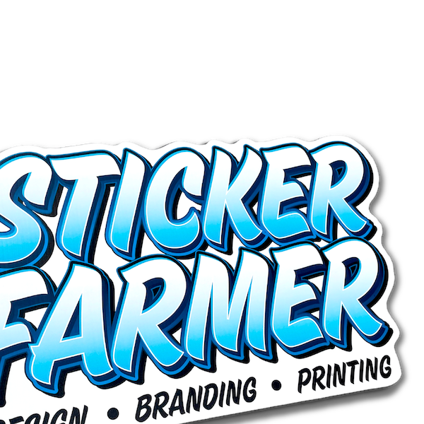 Custom printed Sticker Farmer logo cutout on durable coroplast board
