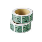 Sticker Farmer custom printed green square labels on a roll