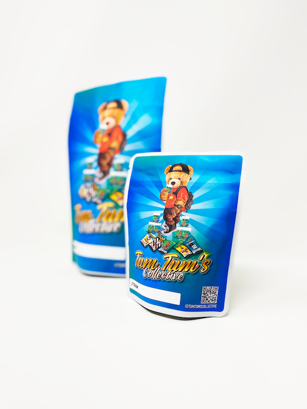 Mylar sticker bags in two size options for Tum Tum's Collective